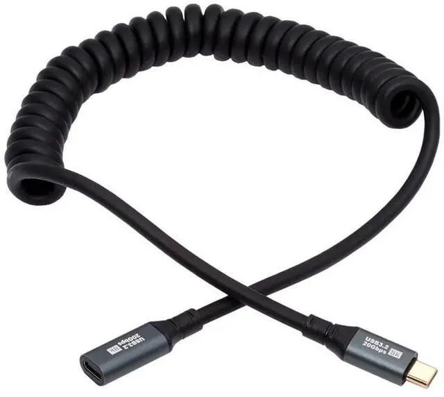 Main image of 20Gbps 100W USB4 Stretch Coiled USB-C Cable 8K Type-C Male to Female Cable Power & Data for Laptop Keyboard Tablet 180cm After Stretch(Straight)