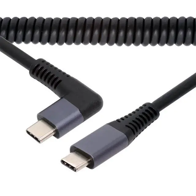 Alt view image 4 of 7 - 20Gbps 100W USB4 Stretch Coiled USB-C Cable 8K Type-C Male to Male Cable Power & Data for Laptop Keyboard Tablet 180cm After Stretch(Right Angled)