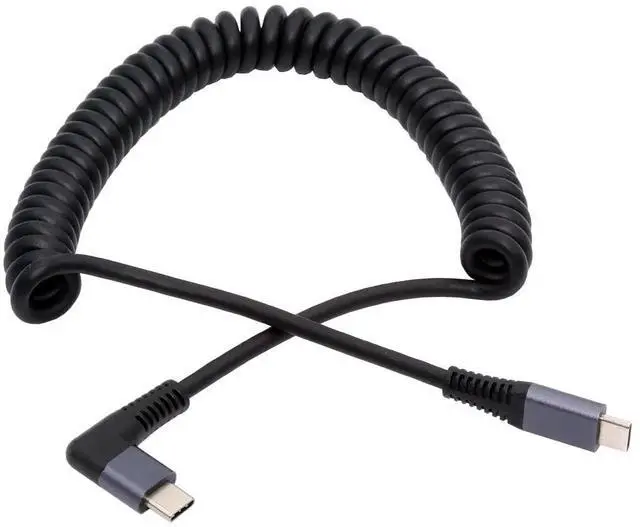 Main image of 20Gbps 100W USB4 Stretch Coiled USB-C Cable 8K Type-C Male to Male Cable Power & Data for Laptop Keyboard Tablet 180cm After Stretch(Right Angled)