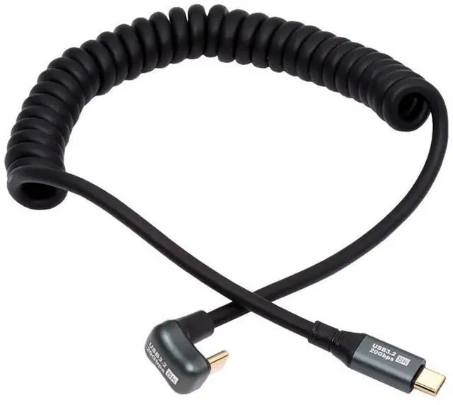 Main image of 20Gbps 100W USB4 Stretch Coiled USB-C Cable 8K Type-C Male to Male Cable Power & Data for Laptop Keyboard Tablet 180cm After Stretch(Opposite Back Angled)