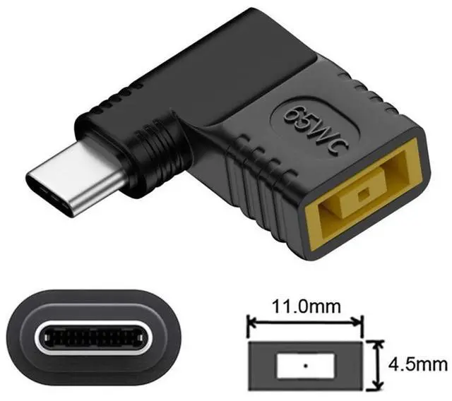Alt view image 7 of 7 - Rectangle Jack Input to Type-C USB-C Power Plug Charge Angled 90 Degree Adapter for Laptop Phone