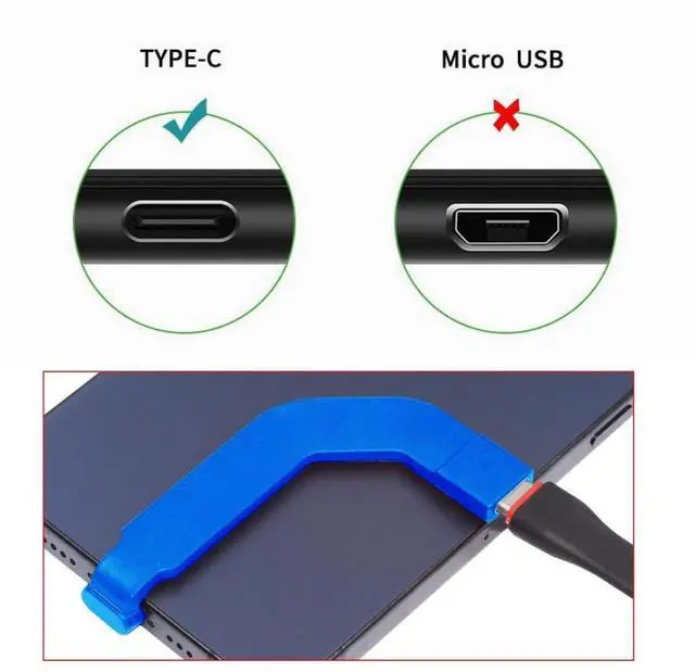 Alt view image 6 of 7 - 65W Fast Charge 360 Shape Type-C Male to USB-C Female Extension Ultra Slim Data Cable Connector Protector for Tablet Phone