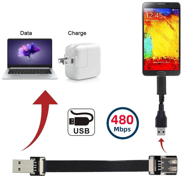 Alt view image 2 of 7 - USB 2.0 Type-A Male to Female Extension Data Flat Slim FPC Cable for FPV & Disk & Scanner & Printer 200CM