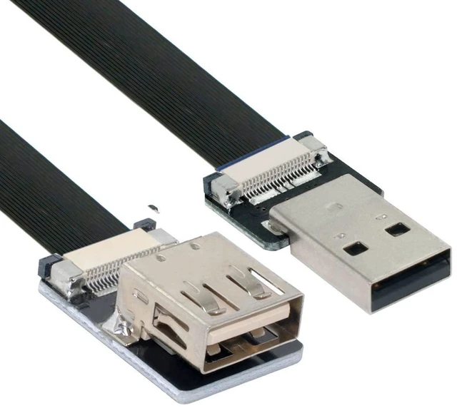 Alt view image 5 of 7 - USB 2.0 Type-A Male to Female Extension Data Flat Slim FPC Cable for FPV & Disk & Scanner & Printer 100CM
