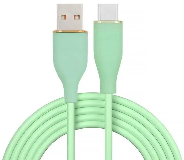 Main image of USB2.0 480bps to USB-C 15W Liquid Silicone Ultra Soft Power Data Cable USB-A Type A Fast Charge for Laptop Tablet Phone Green 2M