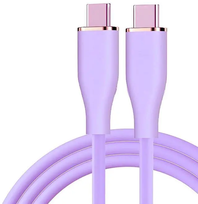 Main image of USB-C Type-C 65W Male to Male 480Mbps Cable Ultra Soft High Flex Hyper Super Flexible Cord Purple 2M