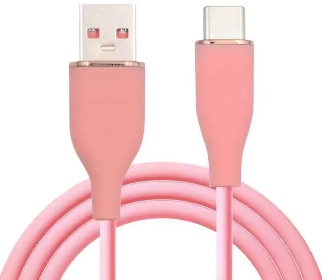 Main image of USB2.0 480bps to USB-C 15W Liquid Silicone Ultra Soft Power Data Cable USB-A Type A Fast Charge for Laptop Tablet Phone Pink 1M