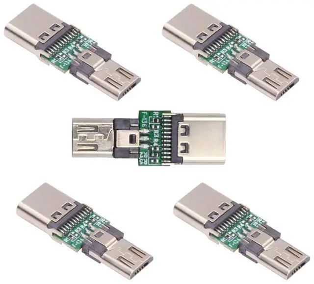 Main image of 5pcs/lot 5Pin 480Mbps Micro USB 2.0 Male Connector to Type-C USB-C Female 5V Power Data PCBA Adapter for Tablet Phone Laptop