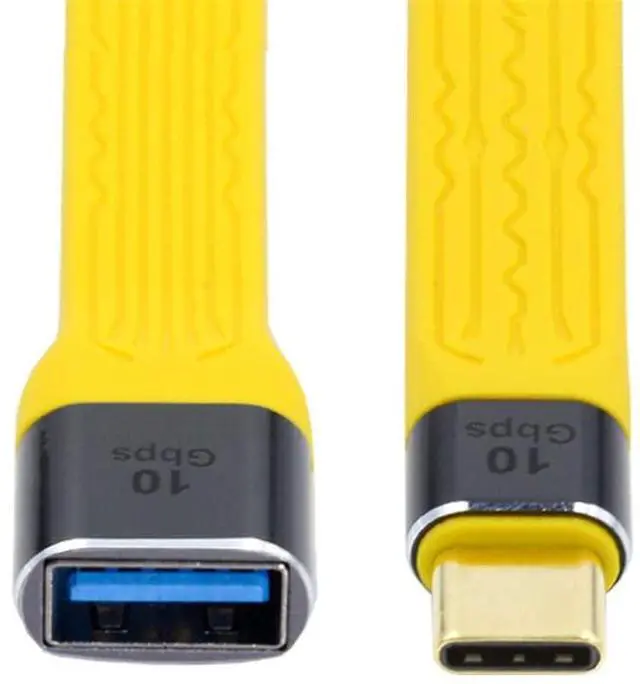 Main image of Yellow Type C Male USB 3.1 Host to USB3.0 Type A Female OTG Flat Slim FPC Data Cable for Laptop & Phone