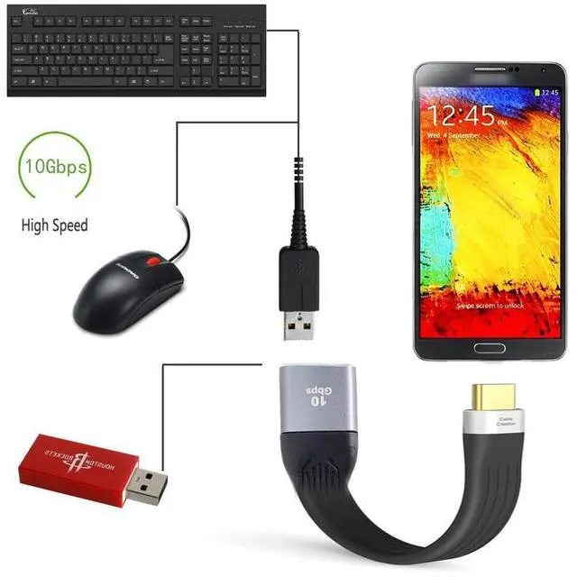 Alt view image 2 of 7 - USB 3.1 Type C Male Host to USB3.0 Type A Female OTG Flat Slim FPC Data Cable for Laptop & Phone