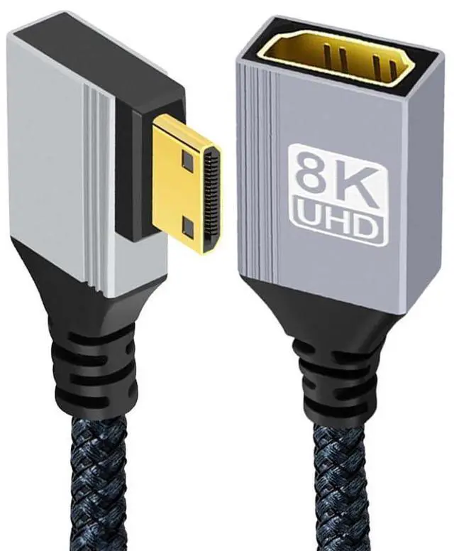 Main image of Mini HDMI 2.1 Male 90 Degree Right Angled 8K Type-C to HDMI Female Extension HDTV Cable for DV Camera Laptop Portable Monitor