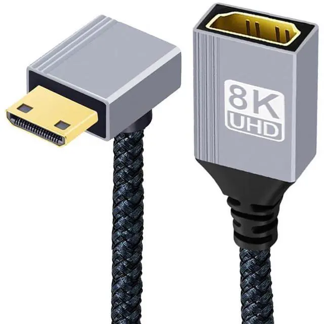 Main image of Mini HDMI 2.1 Male 90 Degree Down Angled 8K Type-C to HDMI Female Extension HDTV Cable for DV Camera Laptop Portable Monitor