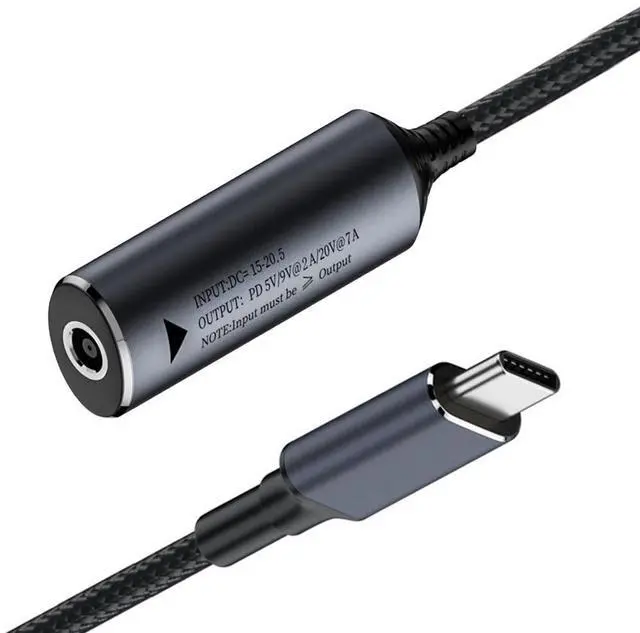 Main image of PD9V 5V 20V7A DC Jack 4.5X3.0mm Input to USB-C Type-C Power 140W Charge Cable for Laptop Phone 18cm