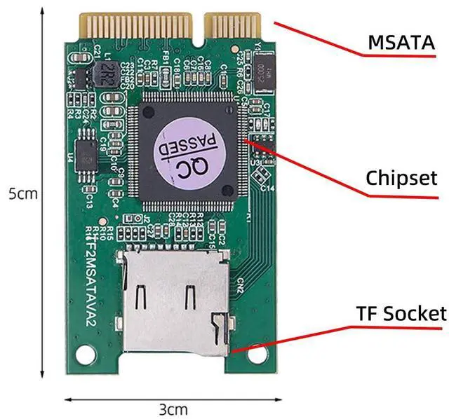 Alt view image 2 of 7 - MSATA 30x50mm to Micro SD T-Flash TF Card Rearder Adapter Embedded for Industrial Mobile SSD