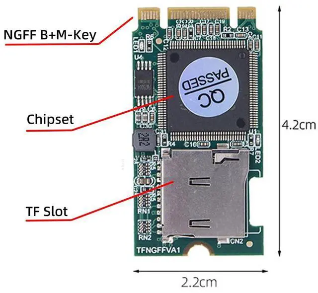 Alt view image 2 of 7 - NGFF B-Key 22x42mm M.2 to Micro SD T-Flash TF Card Rearder B+M Key Adapter Embedded for Industrial Mobile SSD