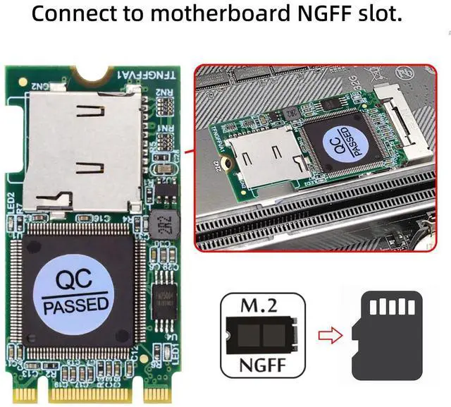 Alt view image 5 of 7 - NGFF B-Key 22x42mm M.2 to Micro SD T-Flash TF Card Rearder B+M Key Adapter Embedded for Industrial Mobile SSD
