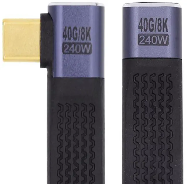 Main image of USB4 40Gbps Extension Cable Slim Flat Male to Female with 240W Power and 8K@60Hz Video Right Angled 13cm
