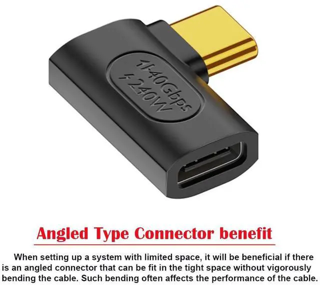 Alt view image 2 of 7 - 40Gbps USB4 Type C 240W Power Data 8K Video Male to Female Extension Left Right Angled Adapter for NS Phone Laptop