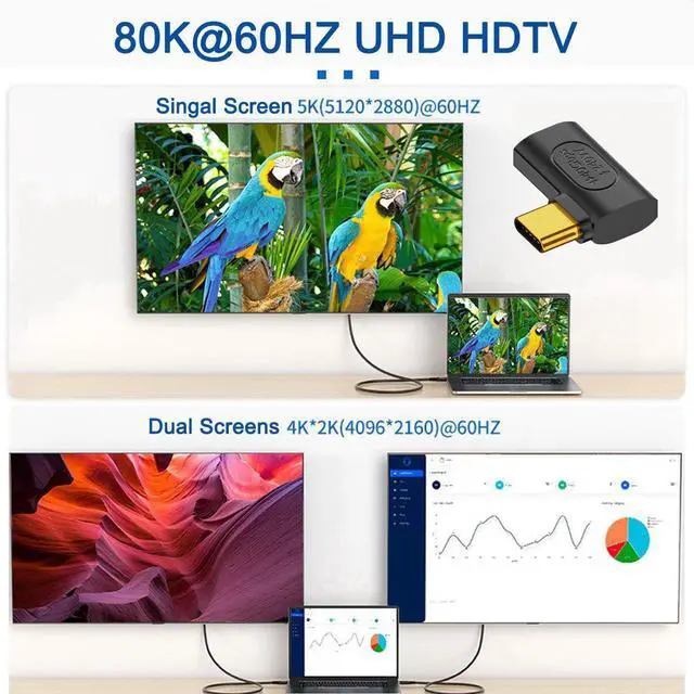 Alt view image 3 of 7 - 40Gbps USB4 Type C 240W Power Data 8K Video Male to Female Extension Left Right Angled Adapter for NS Phone Laptop