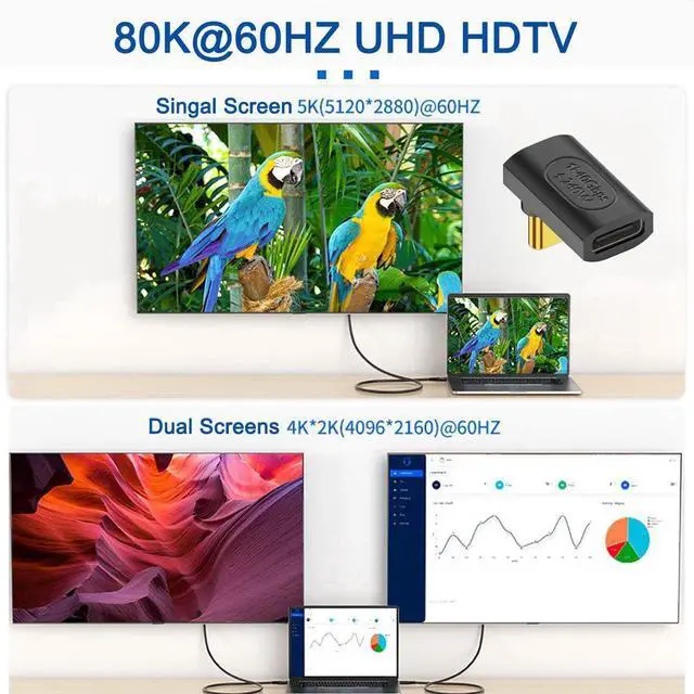 Alt view image 6 of 7 - 40Gbps USB4 Type C 240W Power Data 8K Video Male to Female Extension Adapter Up Down Angled for NS Phone Laptop