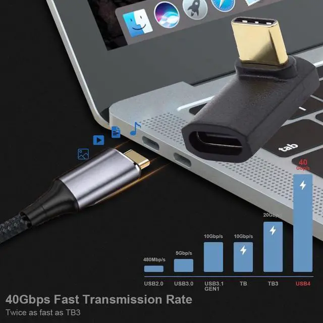 Alt view image 7 of 7 - 40Gbps USB4 Type C 240W Power Data 8K Video Male to Female Extension Adapter Up Down Angled for NS Phone Laptop