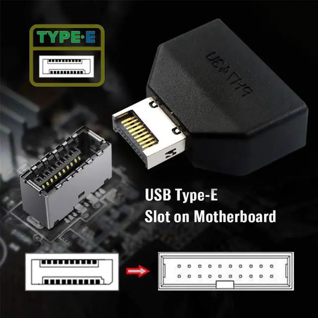 Alt view image 4 of 7 - Type-E USB 3.1 Front Panel Header Male to USB 3.0 20Pin Female Motherboard Port Expansion Adapter with Chipset