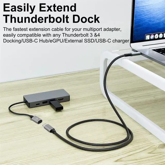 Alt view image 3 of 7 - 40Gbps USB4 Extension Cable Male to Female with 100W Charging and 8K@60Hz 30cm