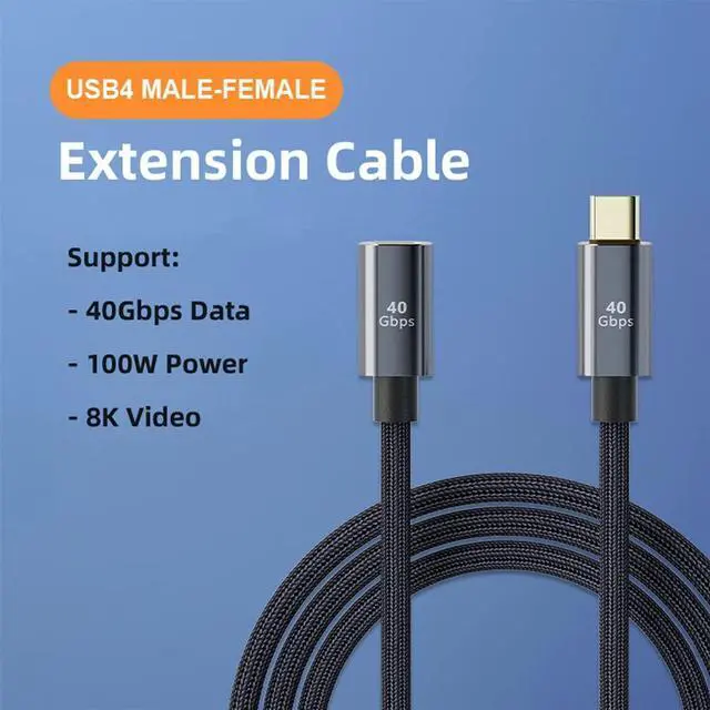 Alt view image 6 of 7 - 40Gbps USB4 Extension Cable Male to Female with 100W Charging and 8K@60Hz 30cm