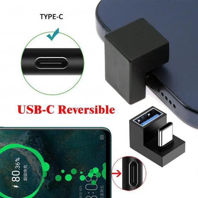 Alt view image 6 of 7 - 360 Degree Up Down Angled Type-C USB-C OTG to USB 3.0 Female Extension Adapter for Cell Phone Tablet