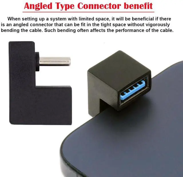 Alt view image 7 of 7 - 360 Degree Up Down Angled Type-C USB-C OTG to USB 3.0 Female Extension Adapter for Cell Phone Tablet