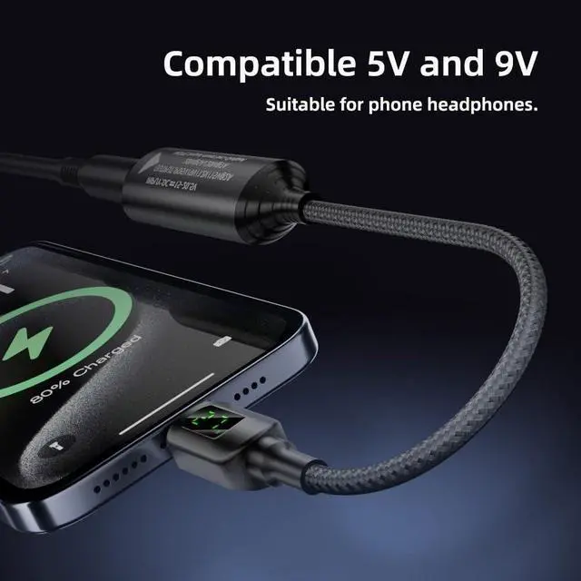 Alt view image 6 of 7 - DC 7.9x5.4mm Input to USB-C Output Cable with Smart LED Display Power Display Supports PD 20V/7A Fast Charging for Laptops Phones and Tablets