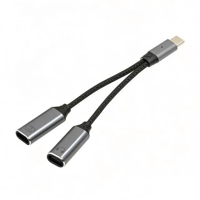 Main image of USB-C to Dual-C Female Audio DAC AUX Music 16bit 48kHz & 100W PD Power Cable for Laptop Tablet Phone