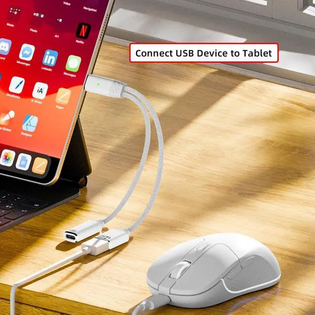 Alt view image 5 of 7 - USB-C to USB2.0 Type-A OTG & 100W PD Power Cable for Laptop Tablet Phone