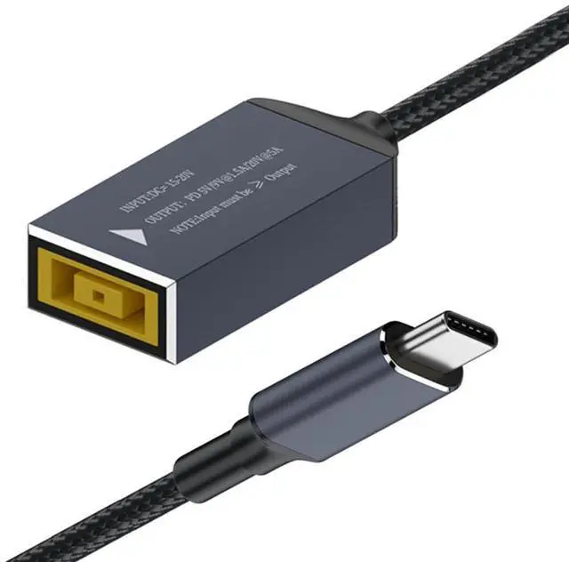 Main image of 100W Charge Rectangle Jack Thinkpad X1 Input to USB-C Type-C Power Cable for Laptop Phone PD9V 5V 20V