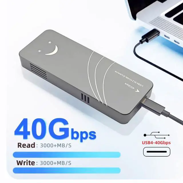 Alt view image 6 of 7 - 40Gbps USB4 Type-C to PCI-E 4.0 X4 SSD NVME NGFF M-Key Enclosure 20Gbps USB-C ASM2464 Chipset