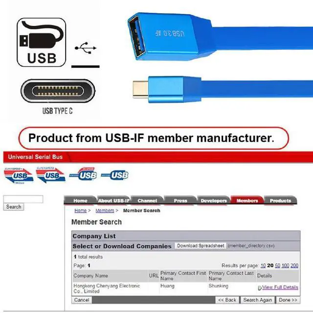 Alt view image 5 of 7 - 10Gbps USB-C OTG Ultra Flat Slim Type-C Male to USB3.0 Type-A Female Cable On-the-Go Blue for Laptop Computer Disk SSD Camera Data 20CM