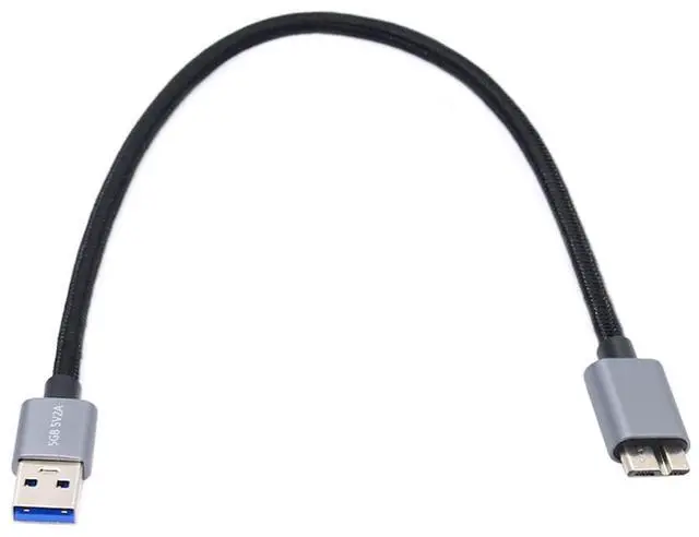 Main image of 5Gbps USB 3.0 Type-A Male to Micro 3.0 B Male Cable Extension for Disk SSD Camera Data Silver 30cm