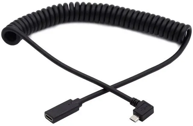 Main image of USB-C Keyboard Mouse Stretch Coiled Cable for Gaming Keyboard Micro USB Male to Type-C Female Extension Power & Data Cable