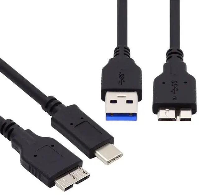 Main image of 2pcs/Set USB 3.1 USB-C Type-C to Micro 3.0 and USB 3.0 Type-A Male to Micro 3.0 B Male Disk SSD Data Cable 15cm