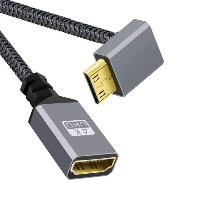 Alt view image 2 of 7 - 4K Type-C 90 Degree Up Angled MINI HDMI 1.4 Male to HDMI Female Extension Cable for DV MP4 Camera DC Laptop