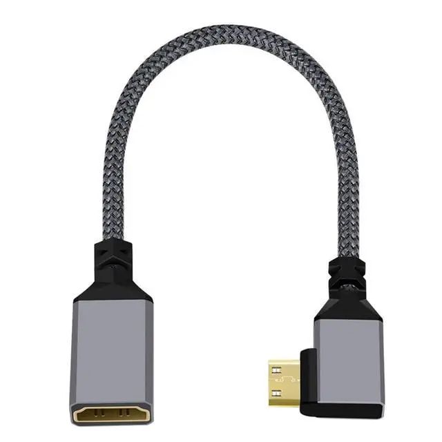 Alt view image 2 of 7 - 4K Type-C 90 Degree Left Angled MINI HDMI 1.4 Male to HDMI Female Extension Cable for DV MP4 Camera DC Laptop