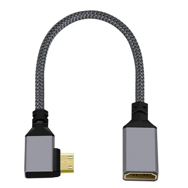 Alt view image 2 of 7 - 4K Type-C 90 Degree Right Angled MINI HDMI 1.4 Male to HDMI Female Extension Cable for DV MP4 Camera DC Laptop