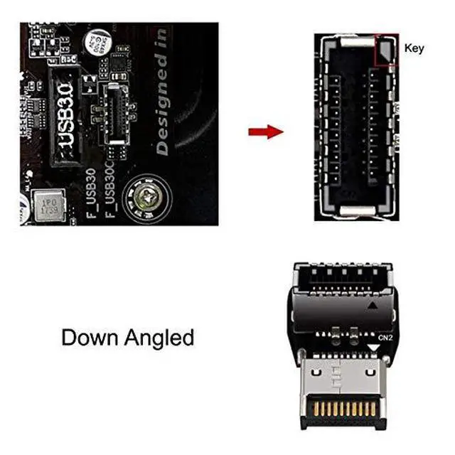 Alt view image 7 of 7 - USB 3.1 Front Panel Header Male to Female Type-E Motherboard Extension Data Cable & Adapter