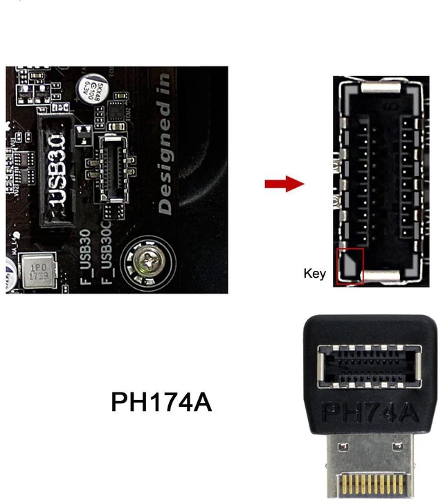 Alt view image 6 of 7 - 2pcs Overmold USB 3.1 Front Panel Header Male to Female Type-E Motherboard Extension Data Adapter
