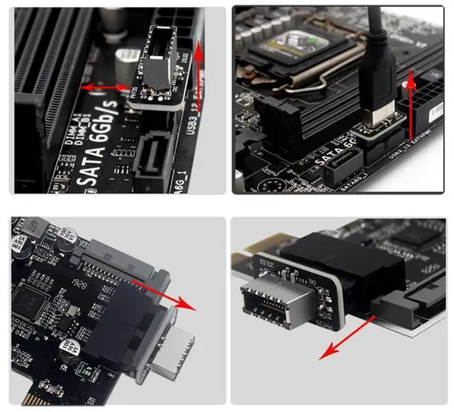 Alt view image 2 of 7 - Overmold USB 3.1 Front Panel Socket Key-A Type-E to USB 3.0 20Pin Header Male Extension Adapter