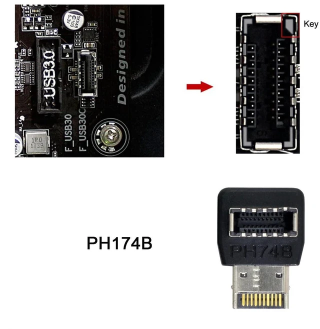 Alt view image 7 of 7 - 2pcs Overmold USB 3.1 Front Panel Header Male to Female Type-E Motherboard Extension Data Adapter