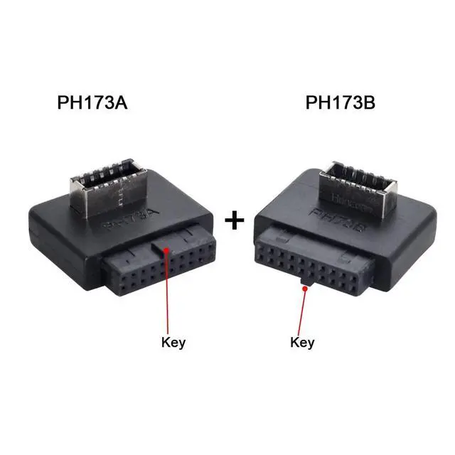 Alt view image 6 of 7 - 2pcs USB 3.1 Front Panel Socket Key-A Type-E to USB 3.0 20Pin Header Male Extension Adapter for Motherboard