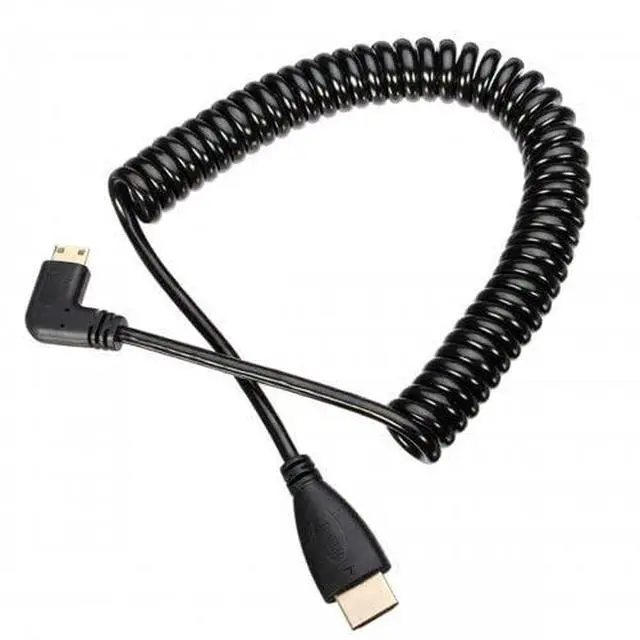 Alt view image 2 of 7 - 90 Degree Right Angled Type Mini HDMI Male to HDMI Male Stretch Spring Cable 4ft