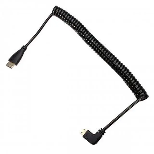Alt view image 7 of 7 - 90 Degree Right Angled Type Mini HDMI Male to HDMI Male Stretch Spring Cable 4ft