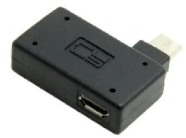 Main image of 90 Degree Right Angled Micro USB 2.0 OTG Host Adapter with USB Power for Galaxy S3 S4 S5 Note2 Note3 Cell Phone & Tablet